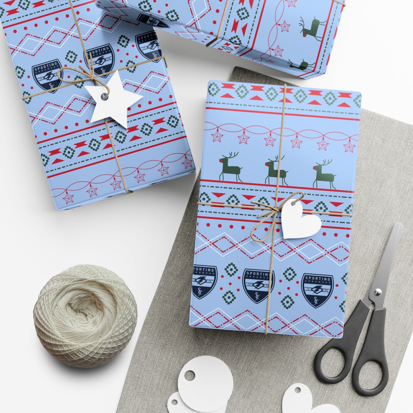 Holiday Gift Wrap (Reindeer: Light Blue Pattern)