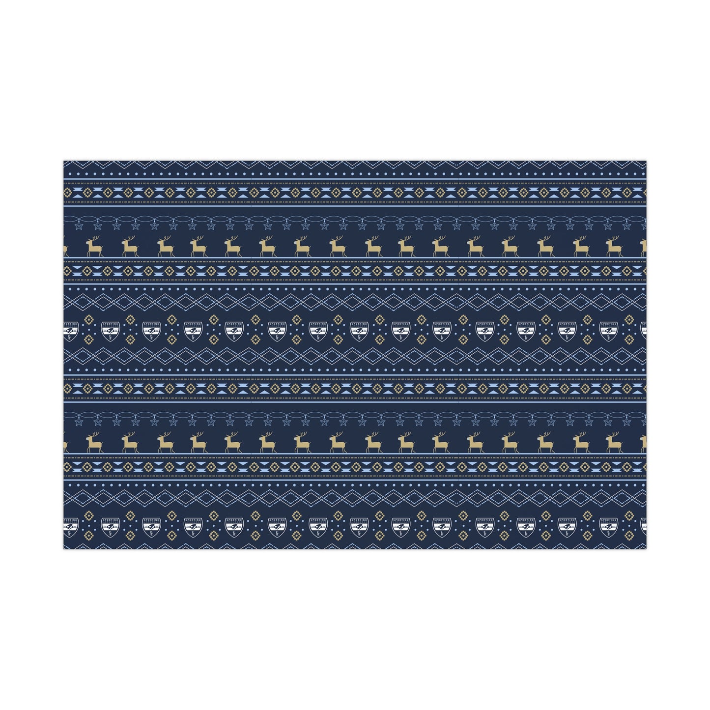 Holiday Gift Wrap (Reindeer: Navy Pattern)