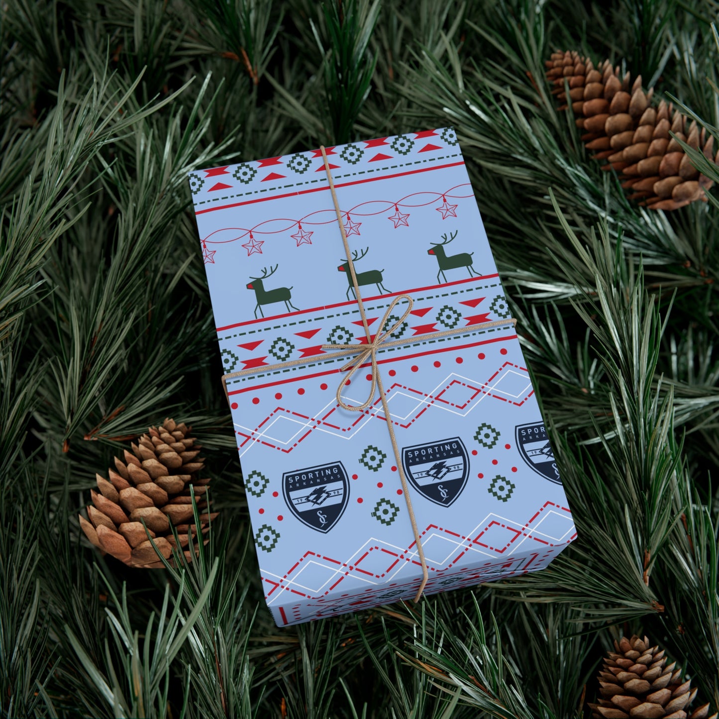 Holiday Gift Wrap (Reindeer: Light Blue Pattern)