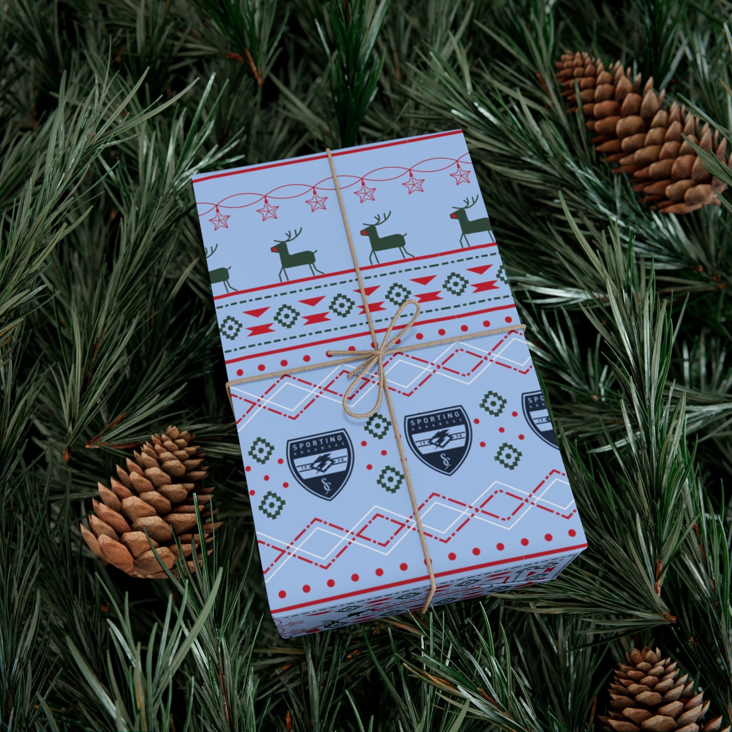 Holiday Gift Wrap (Reindeer: Light Blue Pattern)