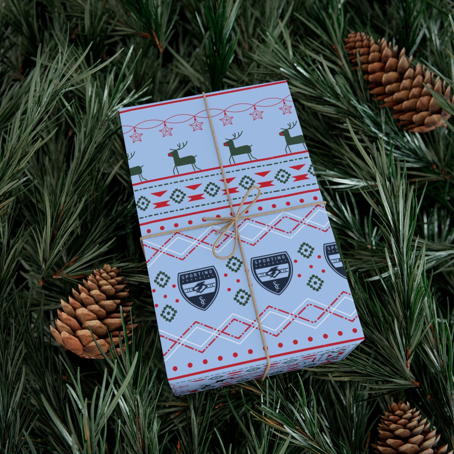 Holiday Gift Wrap (Reindeer: Light Blue Pattern)