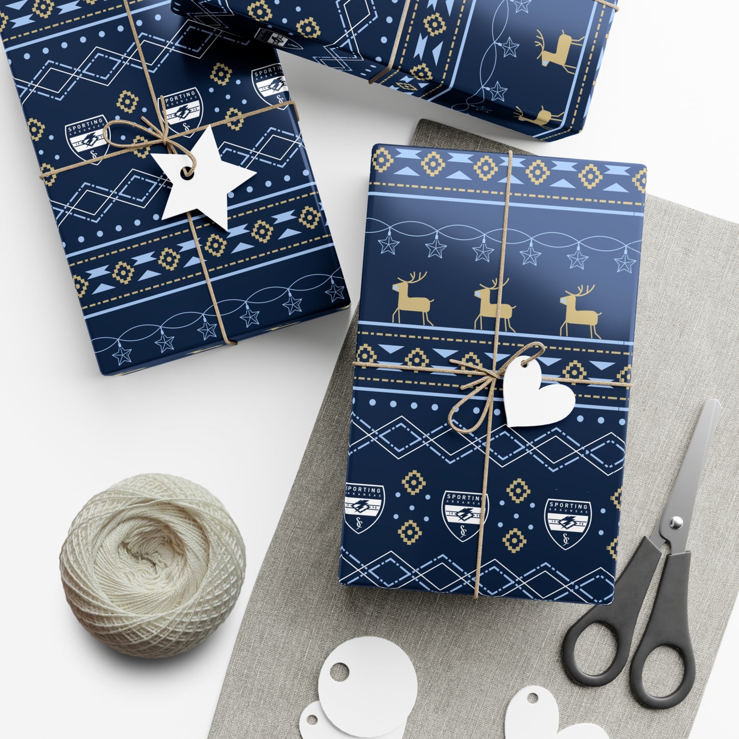 Holiday Gift Wrap (Reindeer: Navy Pattern)