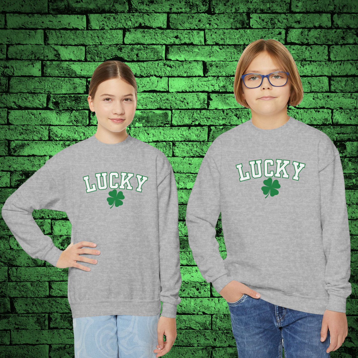 Gildan Youth Sweatshirt Lucky Clover