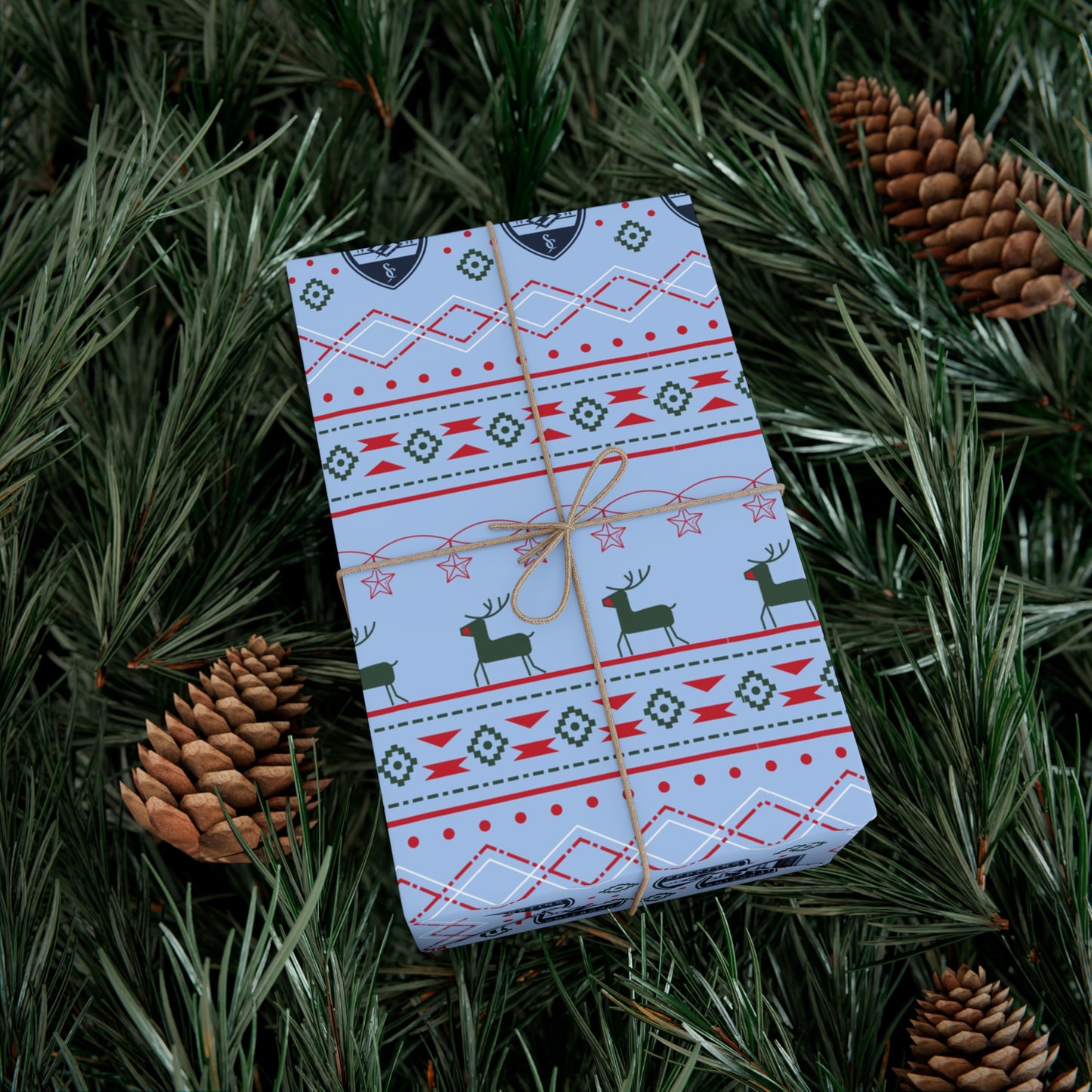 Holiday Gift Wrap  (Reindeer: Light Blue Pattern)