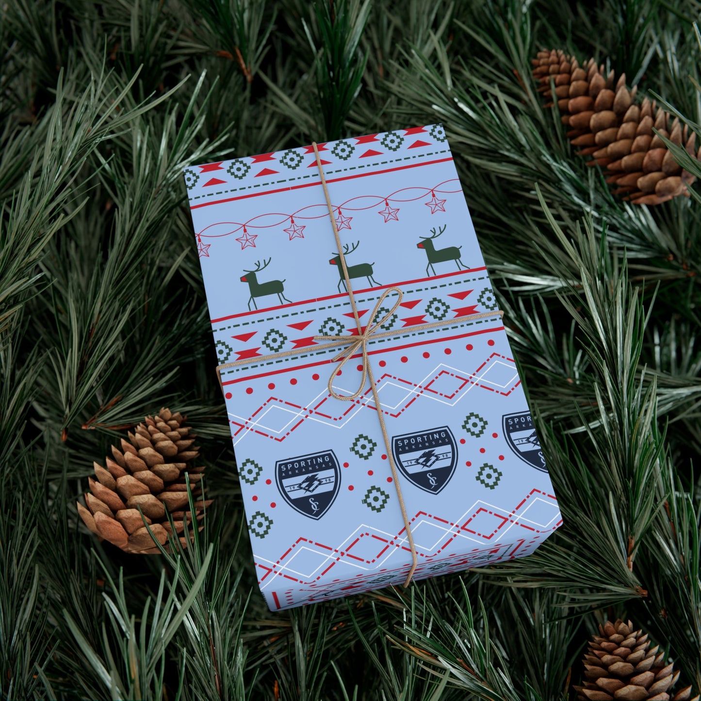 Holiday Gift Wrap  (Reindeer: Light Blue Pattern)