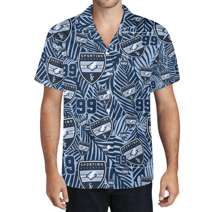 CUSTOM:  Hawaiian Shirt  (Blue Leaf) [Player Number]