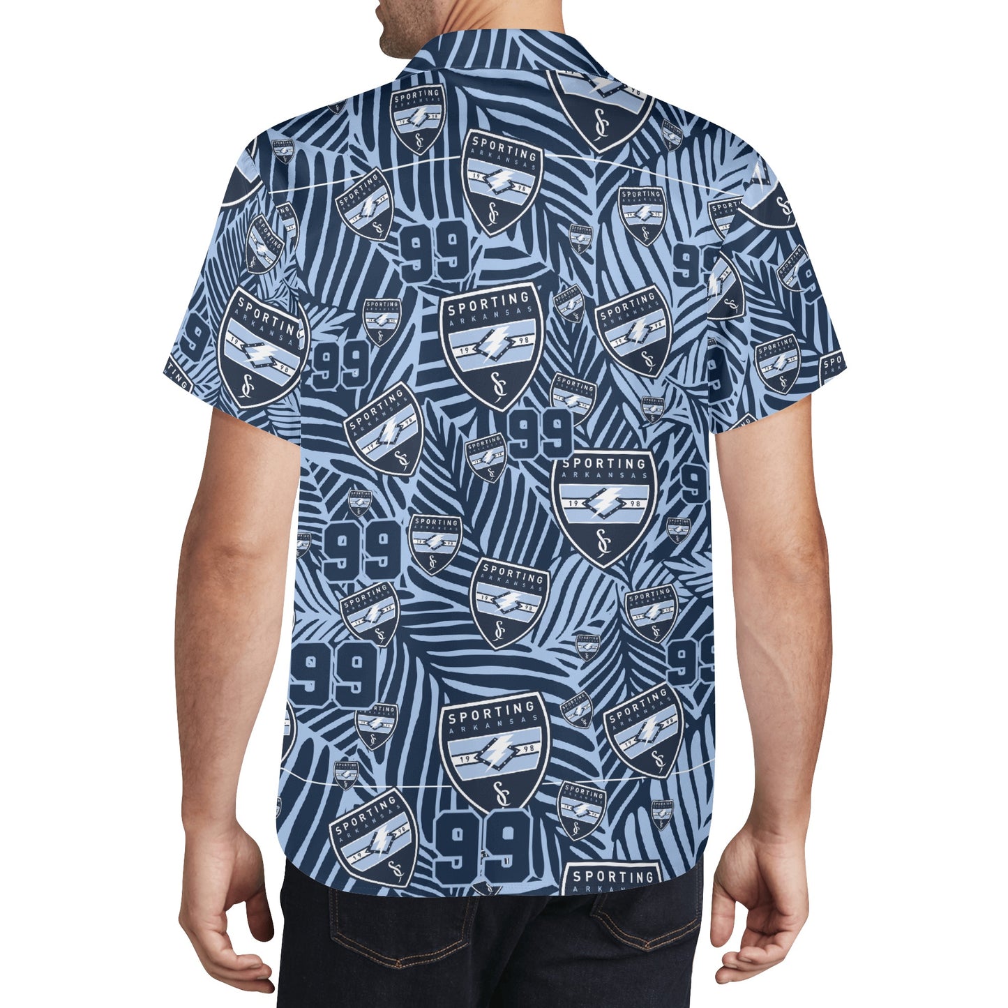 CUSTOM:  Hawaiian Shirt  (Blue Leaf) [Player Number]