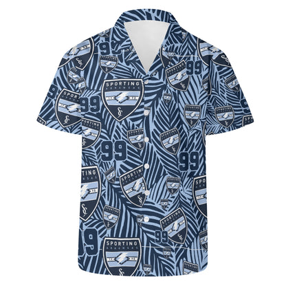 CUSTOM:  Hawaiian Shirt  (Blue Leaf) [Player Number]