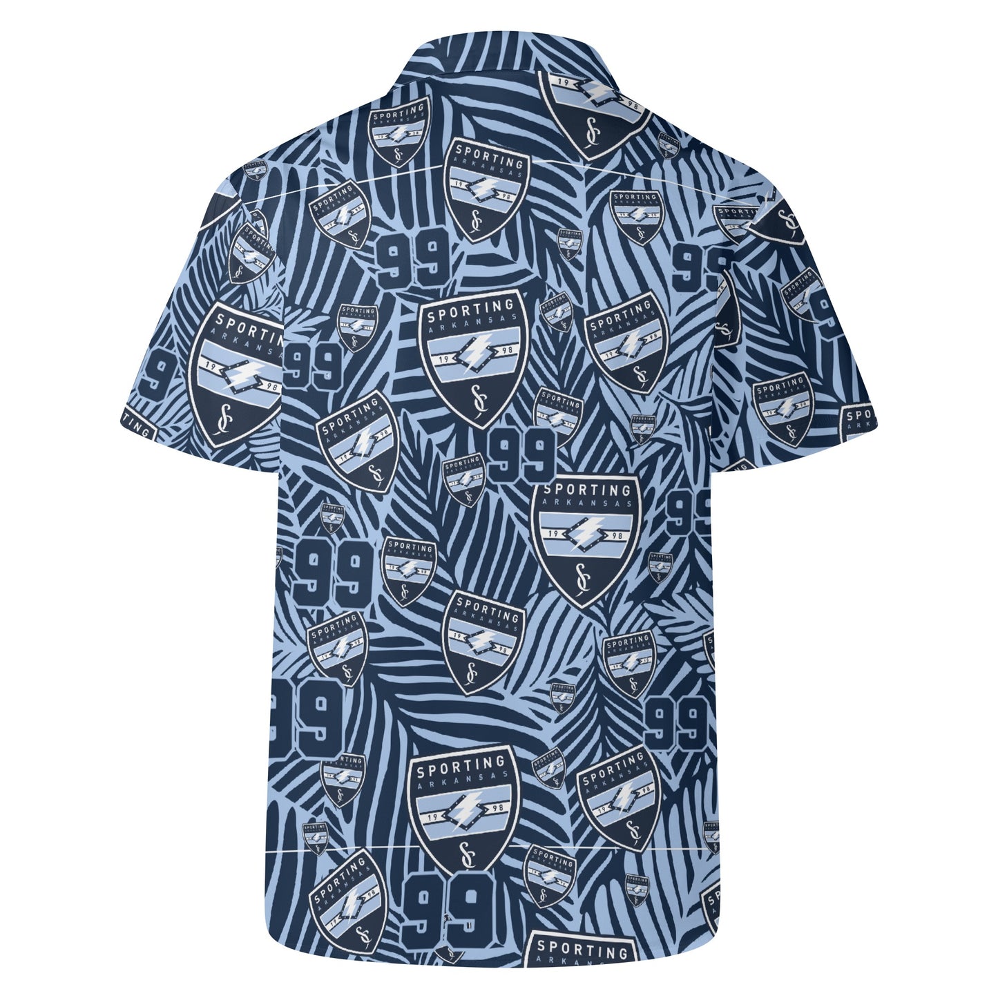 CUSTOM:  Hawaiian Shirt  (Blue Leaf) [Player Number]