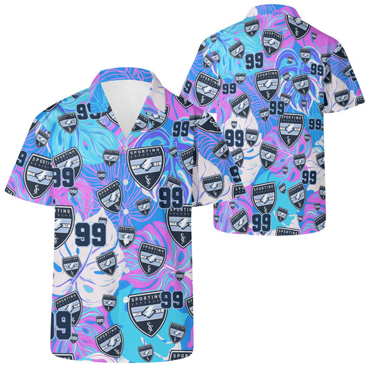 CUSTOM:  Hawaiian Shirt  (Neon Floral) [Player Number]