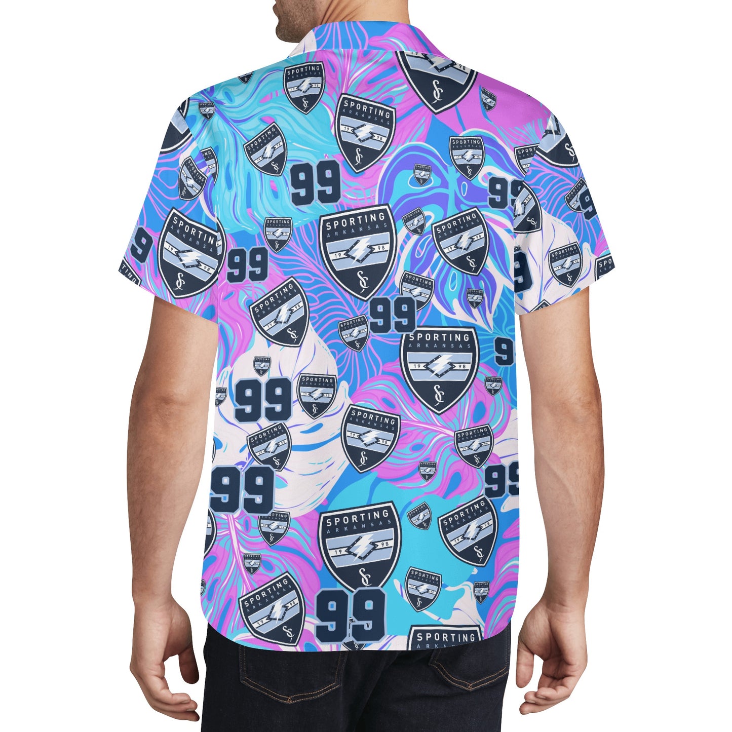 CUSTOM:  Hawaiian Shirt  (Neon Floral) [Player Number]