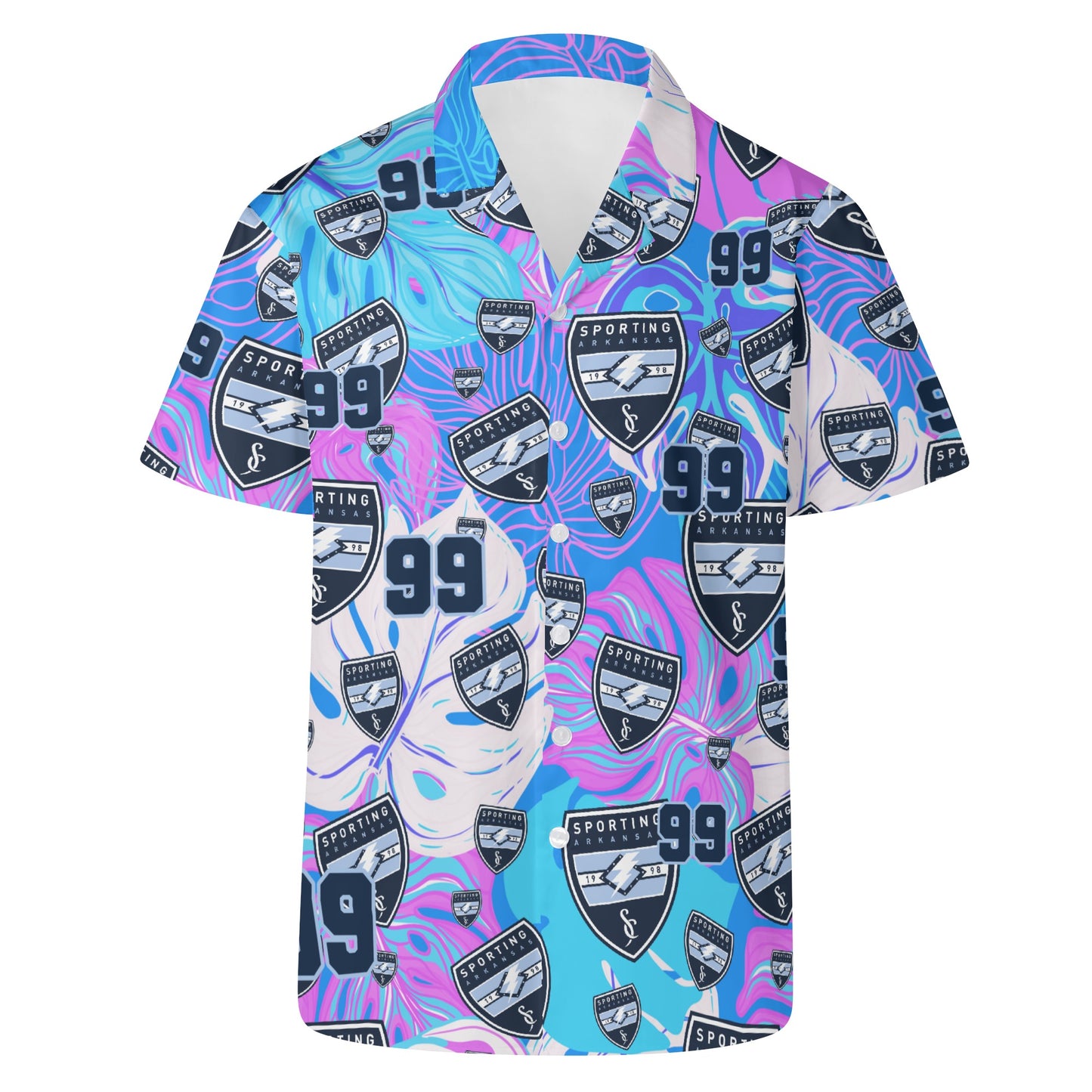 CUSTOM:  Hawaiian Shirt  (Neon Floral) [Player Number]