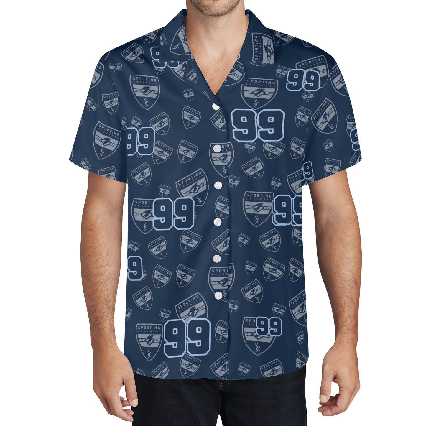 CUSTOM:  Hawaiian Shirt  (Crest Pattern) [Player Number]