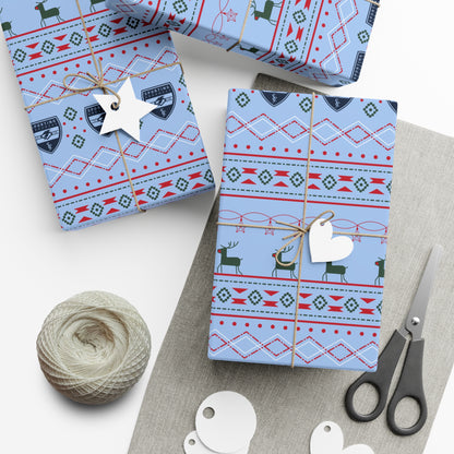 Holiday Gift Wrap  (Reindeer: Light Blue Pattern)