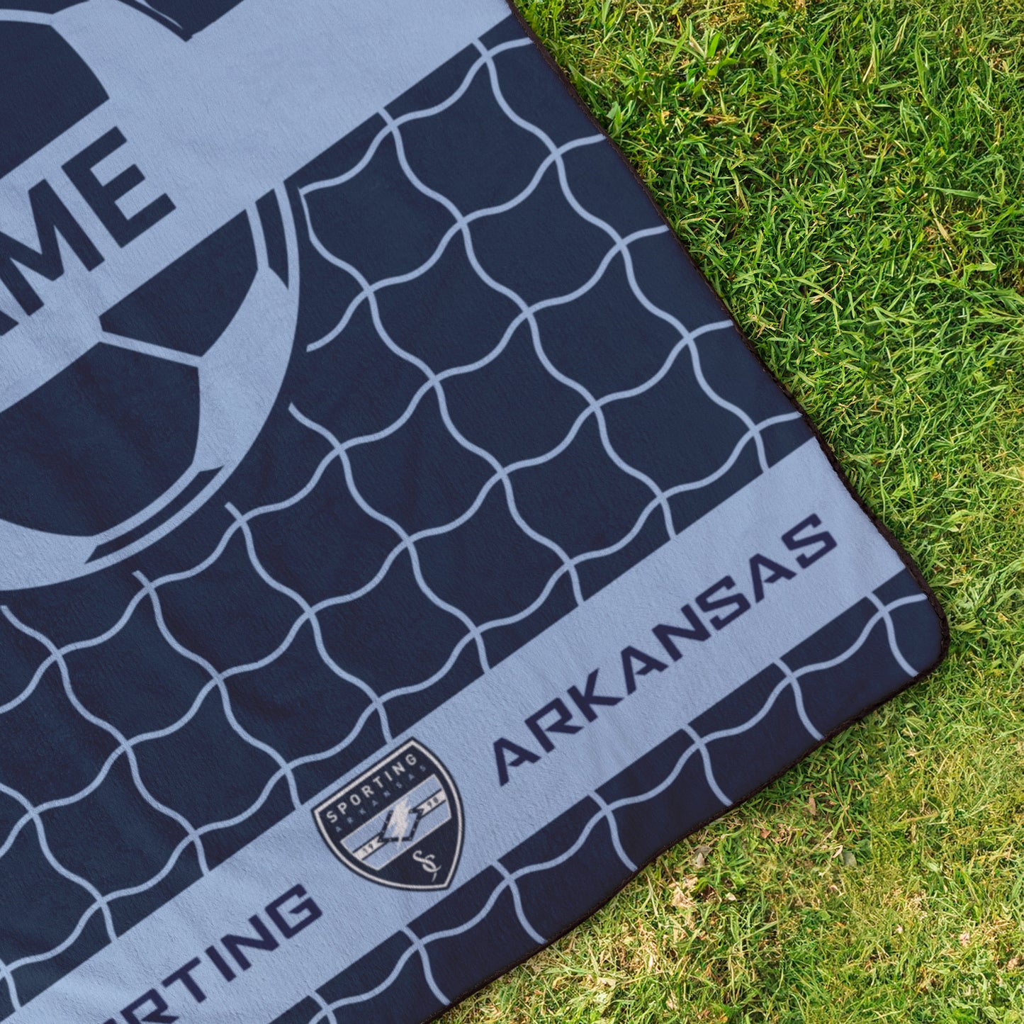 CUSTOM: Fleece Stadium Blanket  (Soccer Net Pattern) [Player Name] (51in x 61in)