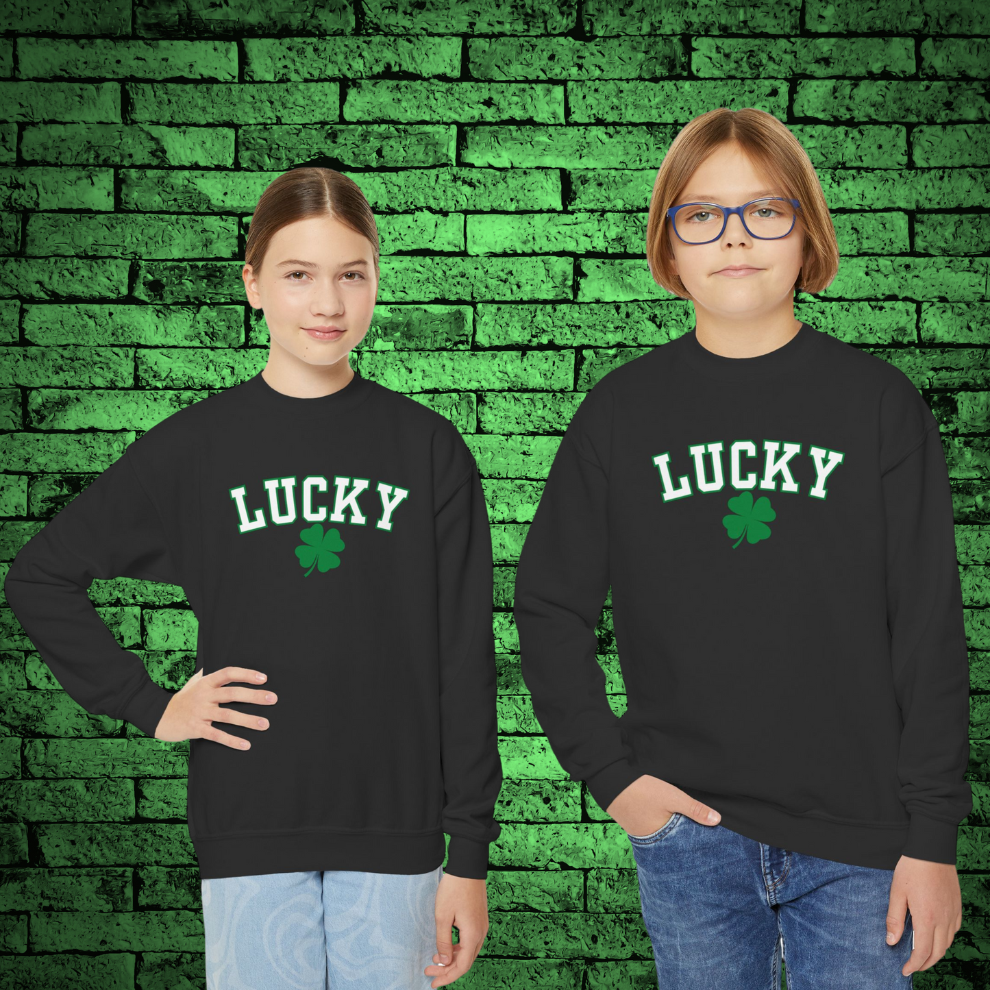 Gildan Youth Sweatshirt Lucky Clover