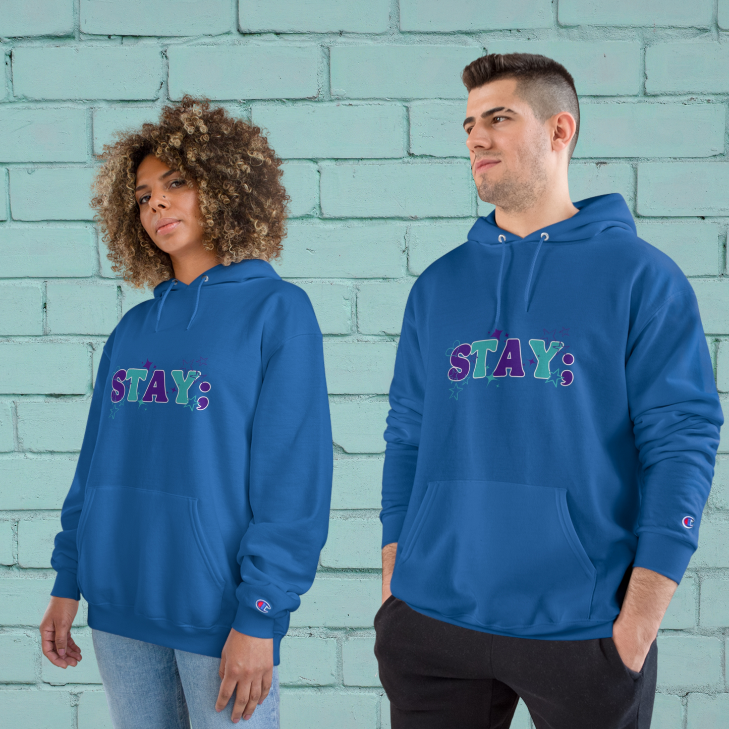 Stay; Breathe (Teal/Purple) Champion Hoodie (S700)