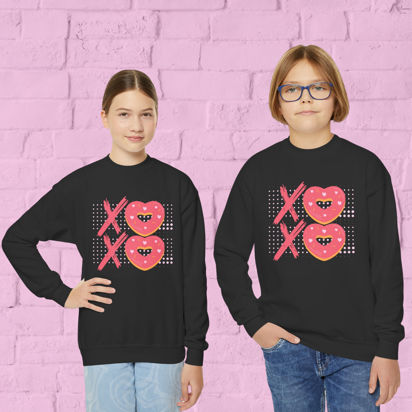 Gildan Youth Sweatshirt XOXO Donuts